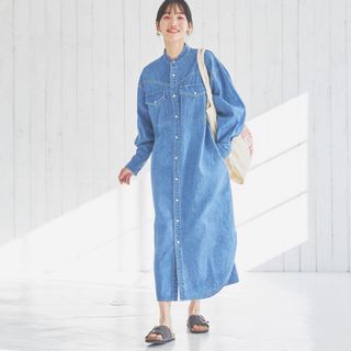 coen - 新品■coenコーエン■春！バンドカラーデニムシャツワンピース 