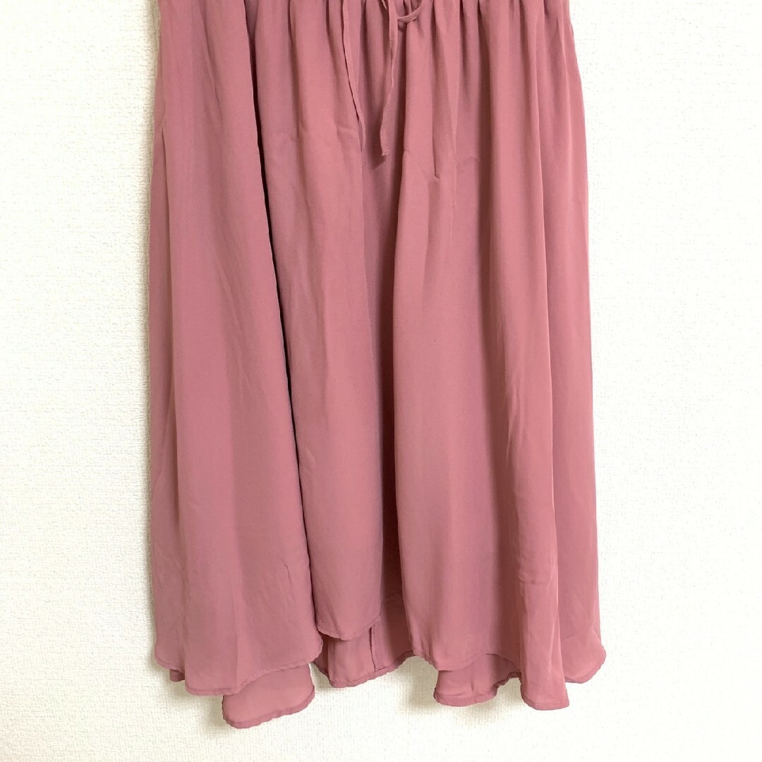 MAJESTIC LEGON(マジェスティックレゴン)のマジェスティックレゴン　フレアスカート　M　ピンク　きれいめ　リボン　ポリ100 レディースのスカート(ひざ丈スカート)の商品写真
