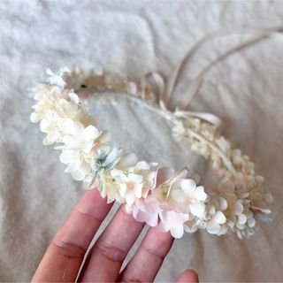 花冠　花かんむり《クリーム色》40㎝　ベビー　キッズ(ファッション雑貨)