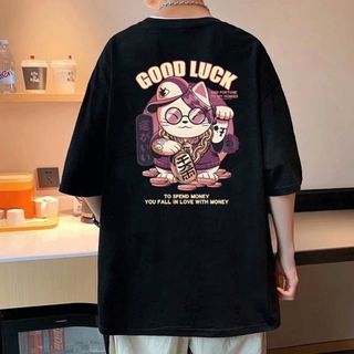 メンズ トップス 半袖 Tシャツ ハーフスリーブ 春 ブラック 猫 ストリート(Tシャツ/カットソー(半袖/袖なし))