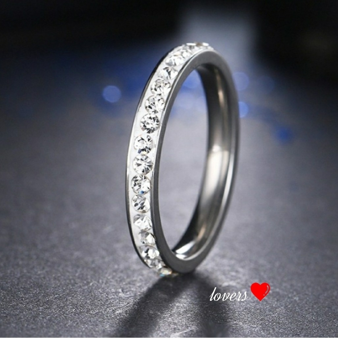送料無料22号訳ありシルバースーパーCZダイヤステンレスフルエタニティリング指輪 レディースのアクセサリー(リング(指輪))の商品写真