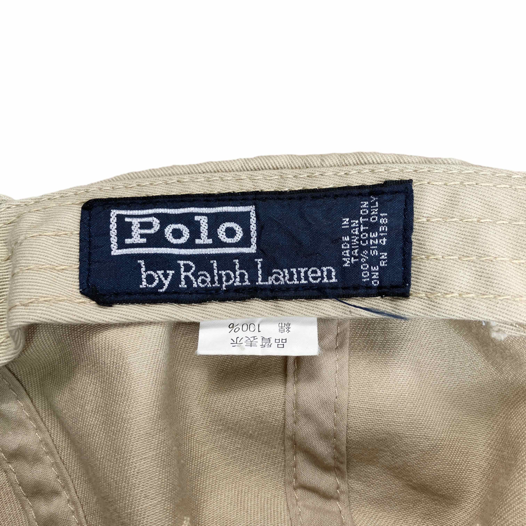 POLO RALPH LAUREN(ポロラルフローレン)の90s ポロラルフローレン ベースボールキャップ ストラップバック ベージュ メンズの帽子(キャップ)の商品写真