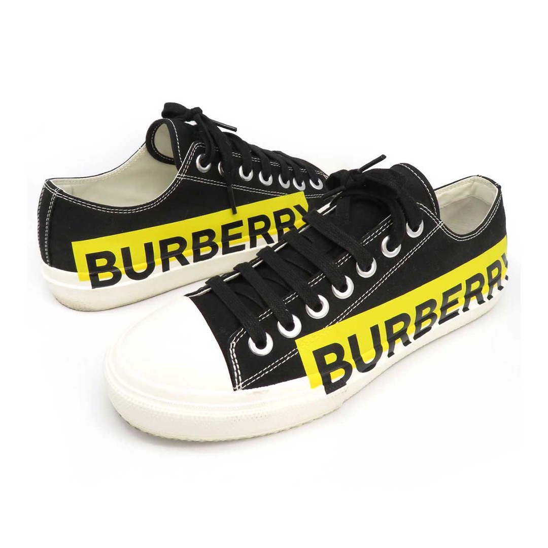 BURBERRY(バーバリー)のバーバリー サイドロゴ キャンバス スニーカー レディース ブラック BURBERRY 【中古】 【アパレル・小物】 レディースの靴/シューズ(スニーカー)の商品写真