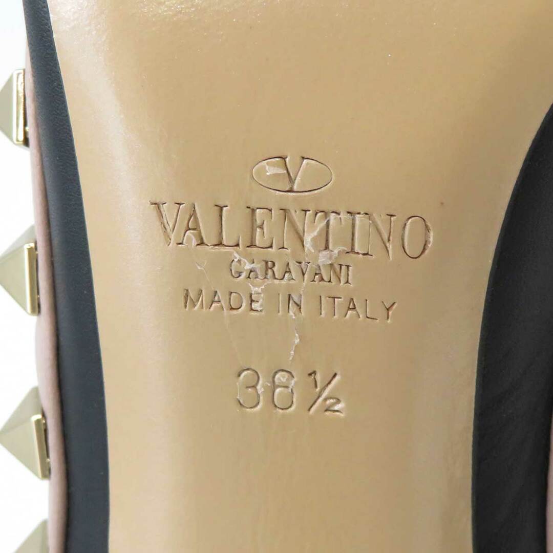 VALENTINO(ヴァレンティノ)のヴァレンティノ ロックスタッズ パンプス レディース ブラック ピンク VALENTINO 【中古】 【アパレル・小物】 レディースの靴/シューズ(ハイヒール/パンプス)の商品写真