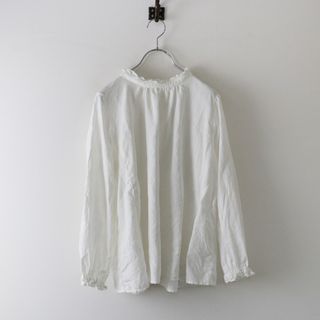 定番 人気 ネストローブ nest Robe リネンスタンドフリルブラウス/ホワイト 2way 前後着 シャツ トップス【2400013771269】