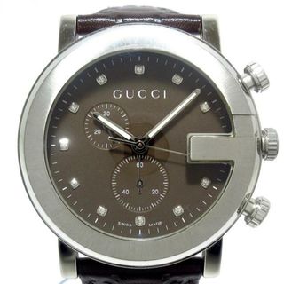 グッチ(Gucci)のGUCCI(グッチ) 腕時計 Gクロノ 101M メンズ 革ベルト/11Pダイヤインデックス/クロノグラフ ダークブラウン(その他)