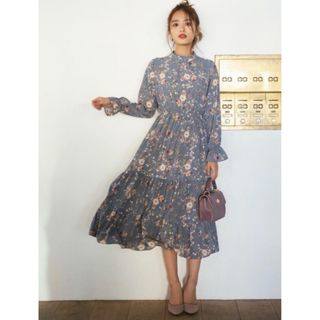 GRL - 【美品】GRL ハイネックキャンディースリーブティアード花柄ワンピース