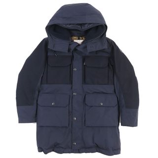 モンクレール(MONCLER)の美品△MONCLER モンクレール 2018年製 PERRAULT レザーロゴパッチ・フード付き ダウンジャケット ダウンコート ネイビー 0 正規品 メンズ(ダウンジャケット)