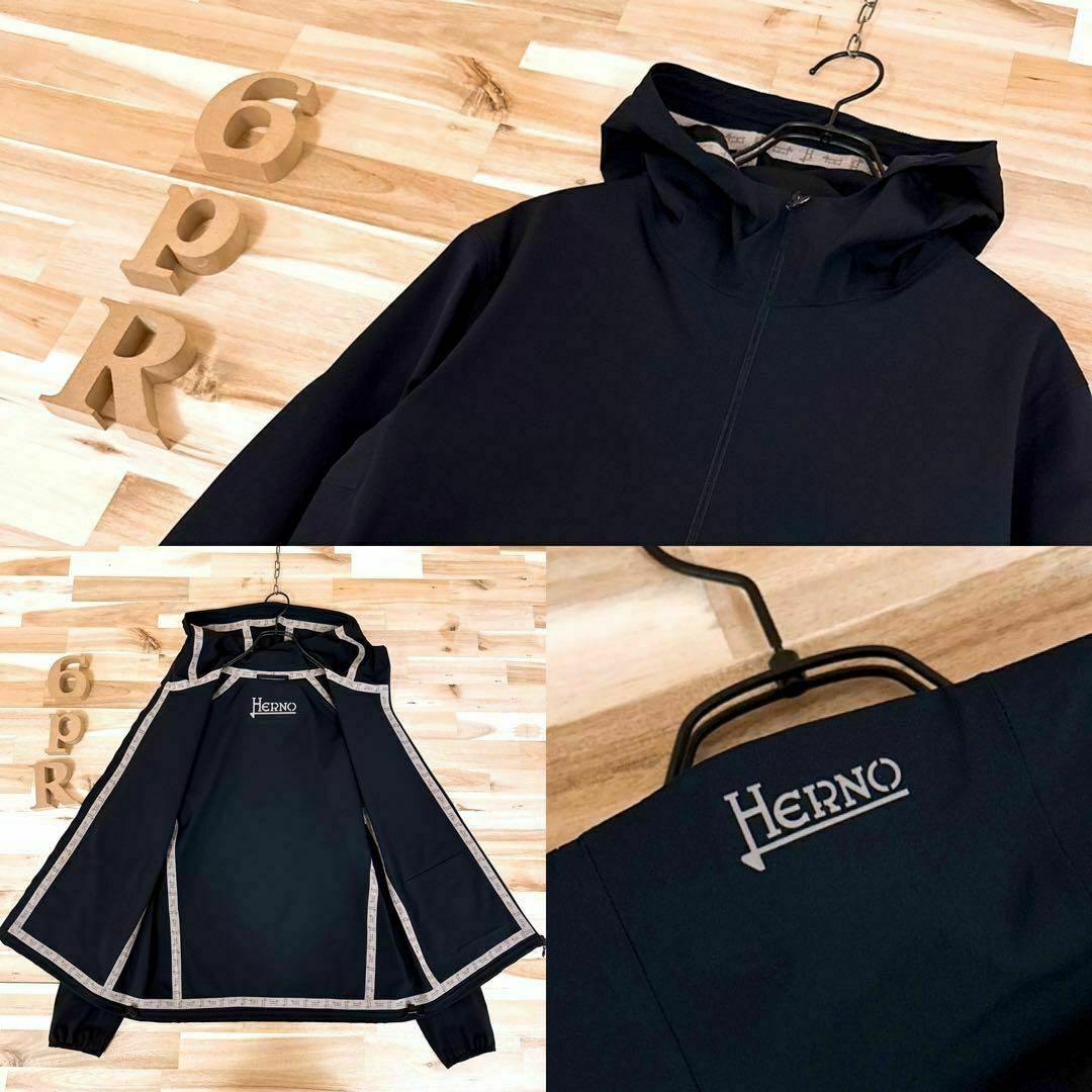 HERNO(ヘルノ)の【ヘルノ】ハイパーストレッチ ジップアップ フーディー ジャケット 黒×ベージュ メンズのジャケット/アウター(マウンテンパーカー)の商品写真