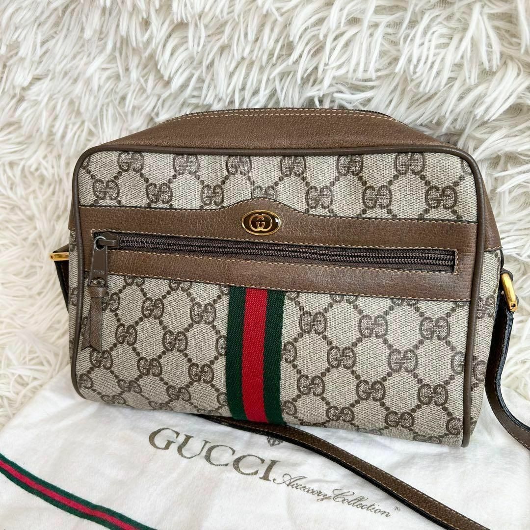 Gucci(グッチ)の美品GUCCI シェリーライン ショルダーバッグ PVC オールドグッチ GG レディースのバッグ(ショルダーバッグ)の商品写真