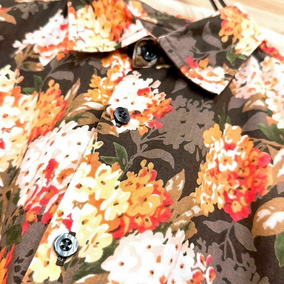 Paul Smith(ポールスミス)のオシャレ【ポールスミス】花柄 フローラル 長袖シャツ 総柄 M オレンジ×茶 メンズのトップス(シャツ)の商品写真
