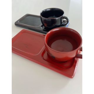 木製　コーヒーカップ&ソーサーペア(グラス/カップ)