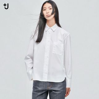 ユニクロ(UNIQLO)のUNIQLO +J ユニクロ「スーピマコットンシャツ」ホワイト　xs(シャツ/ブラウス(長袖/七分))