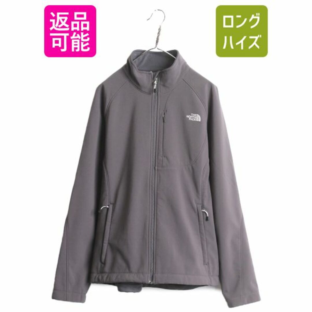 THE NORTH FACE(ザノースフェイス)のUS企画 ノースフェイス APEX ソフトシェル ジャケット レディース XXL メンズ L 程/ The North Face 裏 フリース ハイネック フルジップ 灰 レディースのジャケット/アウター(ブルゾン)の商品写真