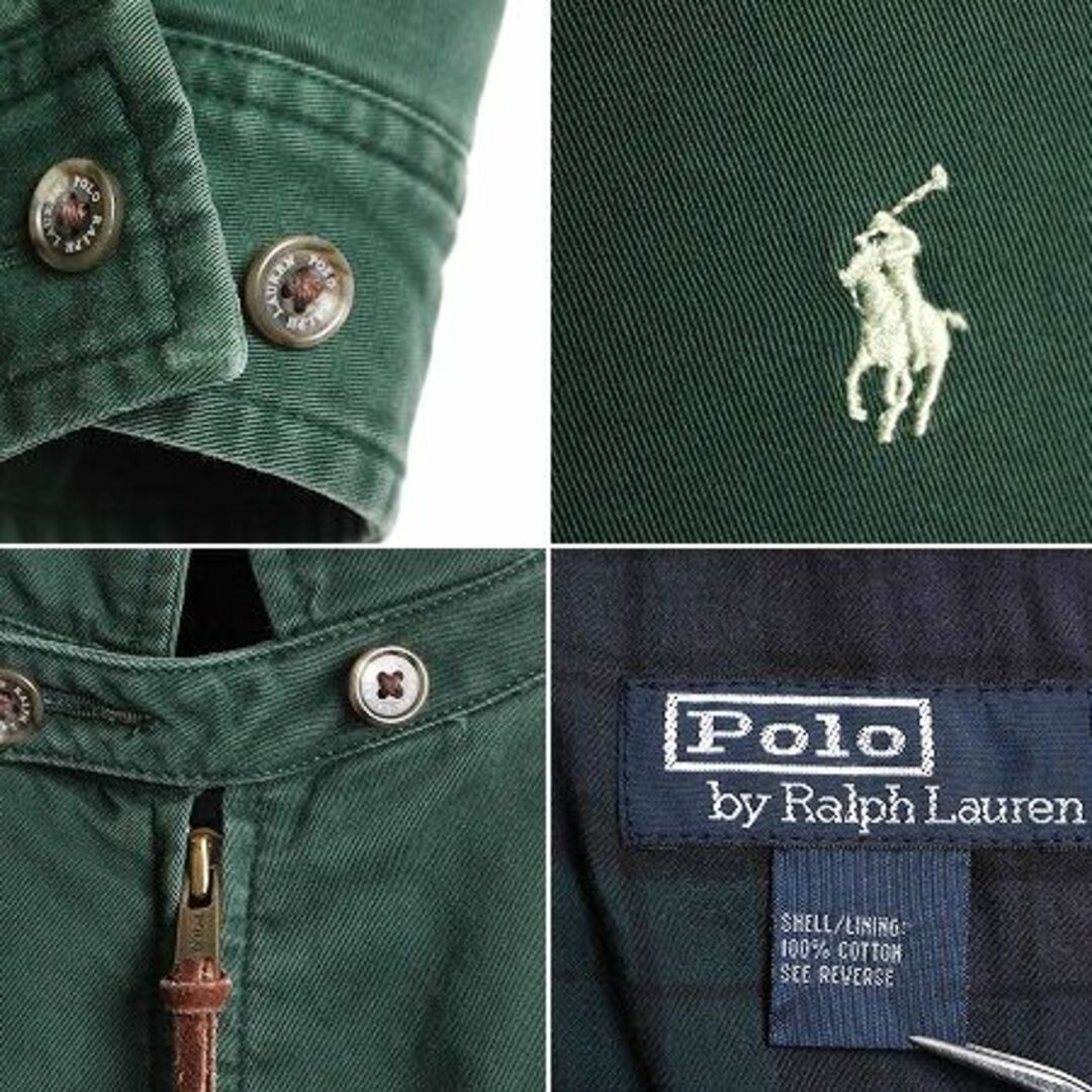 Ralph Lauren(ラルフローレン)の90s ポロ ラルフローレン コットン スイングトップ ジャケット メンズ L 古着 90年代 フルジップ ブラックウォッチ チェック ライナー付き メンズのジャケット/アウター(ブルゾン)の商品写真