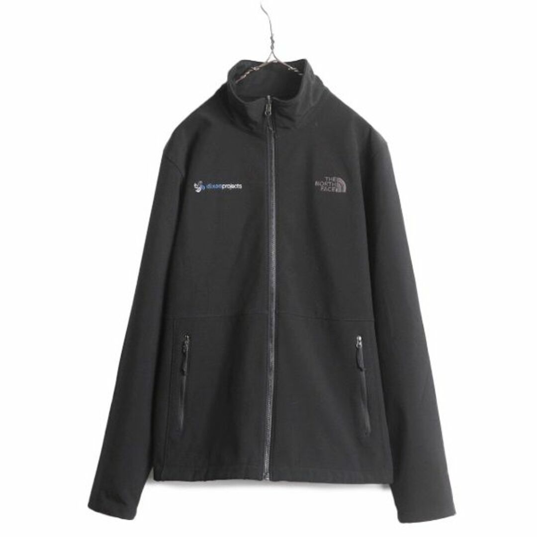 THE NORTH FACE(ザノースフェイス)のノースフェイス ソフトシェル ジャケット メンズ M 古着 The North face 裏 フリース フルジップ ブルゾン アウトドア ハイネック 企業 黒 メンズのジャケット/アウター(ブルゾン)の商品写真