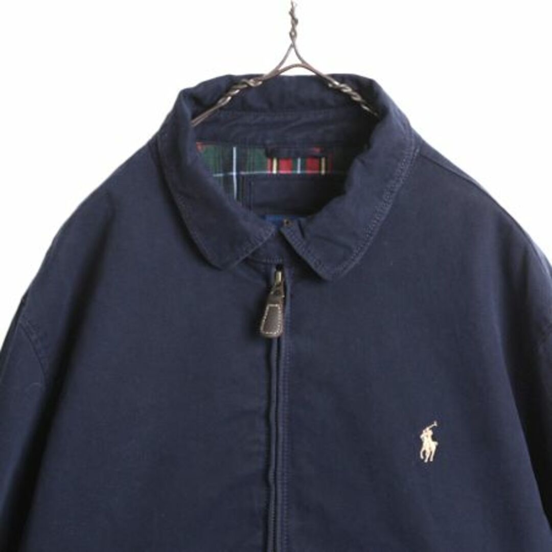 Ralph Lauren(ラルフローレン)のポロ ラルフローレン コットン スイングトップ ジャケット メンズ XL 古着 ブルゾン ジップアップ チェック ライナー付き 大きいサイズ 紺 メンズのジャケット/アウター(ブルゾン)の商品写真