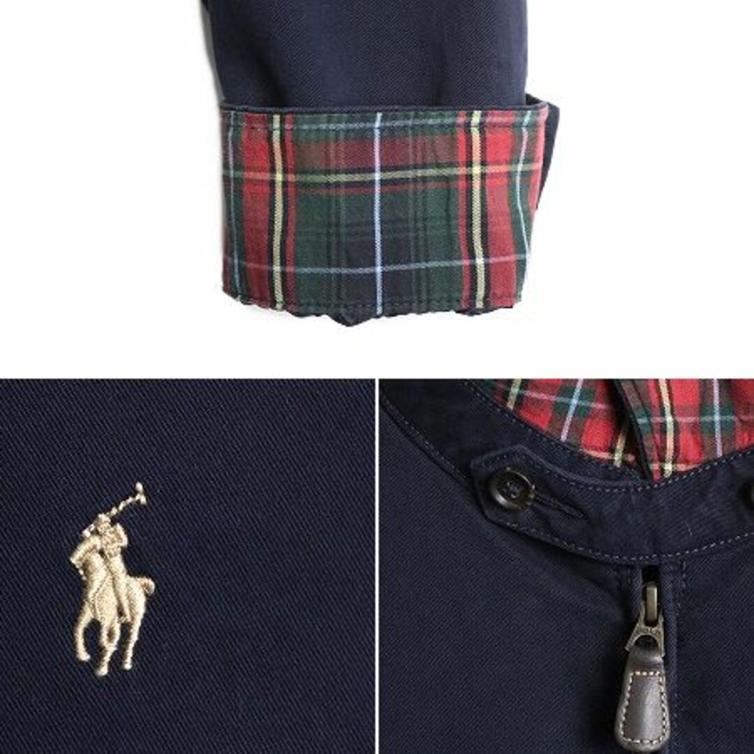 Ralph Lauren(ラルフローレン)のポロ ラルフローレン コットン スイングトップ ジャケット メンズ XL 古着 ブルゾン ジップアップ チェック ライナー付き 大きいサイズ 紺 メンズのジャケット/アウター(ブルゾン)の商品写真