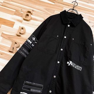 ザラ(ZARA)の【ザラ】オーバーサイズ dnwr. プリント デザイン ジャケット M 黒×白(シャツ)