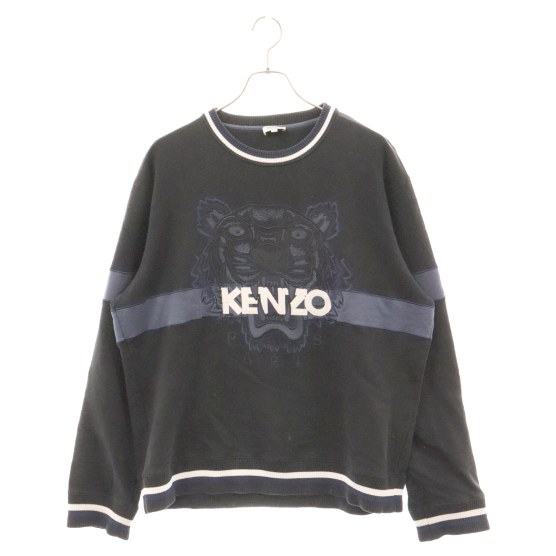 KENZO(ケンゾー)のKENZO ケンゾー タイガーエンブロイダリー クルーネックスウェットトレーナー F765SW0784XB ブラック メンズのトップス(スウェット)の商品写真
