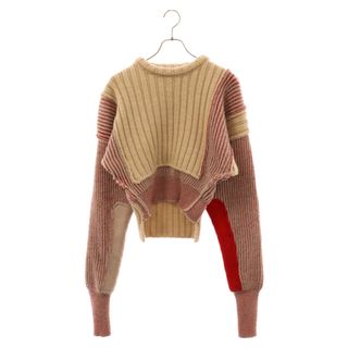 エムエムシックス(MM6)のMM6 Maison Margiela エムエムシックスメゾンマルジェラ 22AW Sprist Sweater S52GP0113 スプライスド セーター クロップド クルーネックニット ベージュ レディース(ニット/セーター)