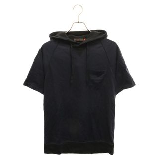 アンダーカバー(UNDERCOVER)のUNDERCOVER アンダーカバー 07SS purple期 archive 後付けプルオーバーフーディー 半袖パーカー ネイビー/ブラック アーカイブ(パーカー)