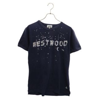 Vivienne Westwood - Vivienne Westwood MAN ヴィヴィアンウエストウッドマン 90s スパンコール 装飾 半袖カットソー プリント 半袖Tシャツ ネイビー