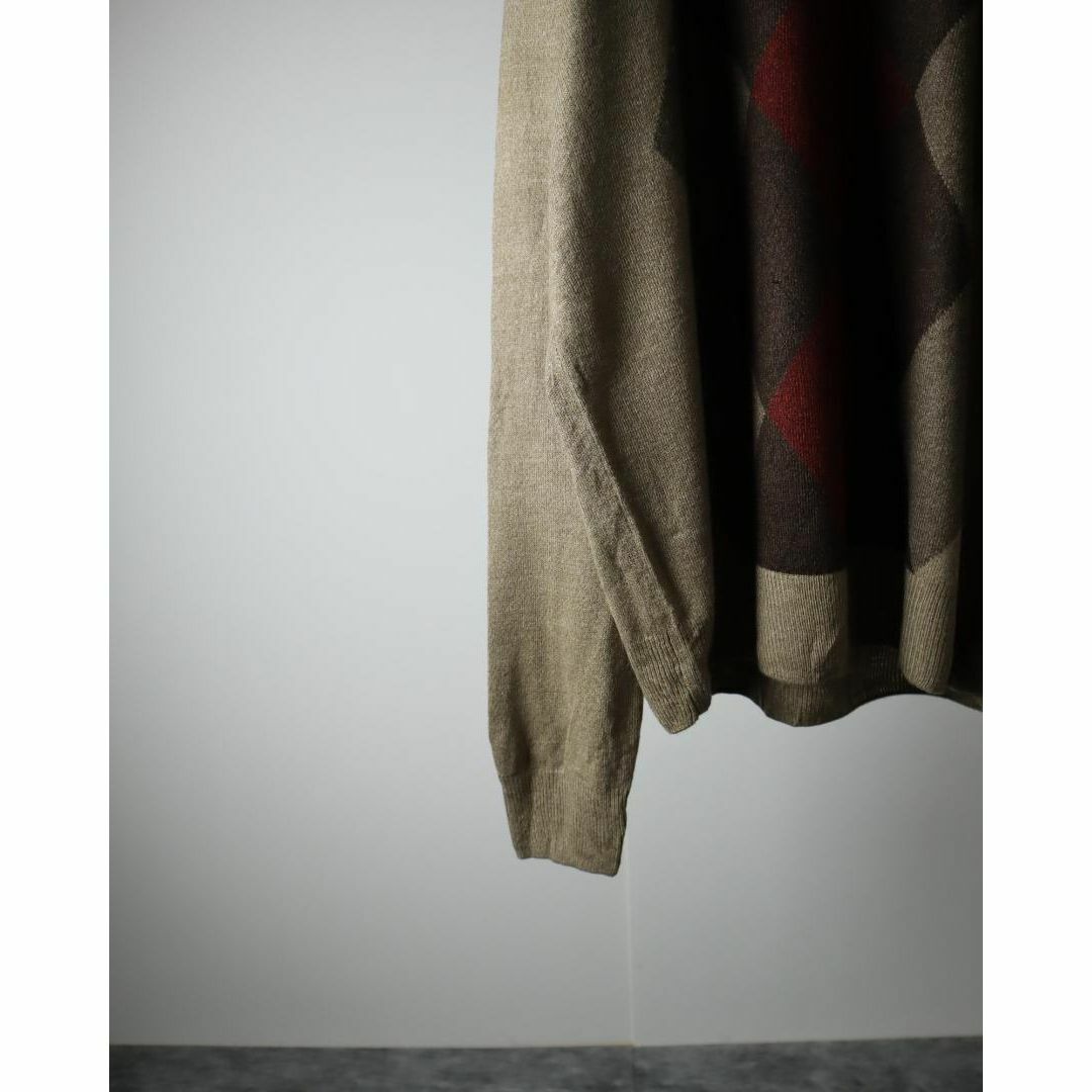 VINTAGE(ヴィンテージ)のドッカーズ アーガイル チェック柄 ハイゲージ ルーズ ニット セーター 茶系 メンズのトップス(ニット/セーター)の商品写真