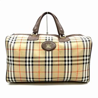 バーバリー(BURBERRY)のBurberrys バーバリーズ   ボストンバッグ ハンドバッグ 旅行用バッグ ベージュ ブラウン モノグラムキャンバス ノバチェック レディース 【中古】(ボストンバッグ)