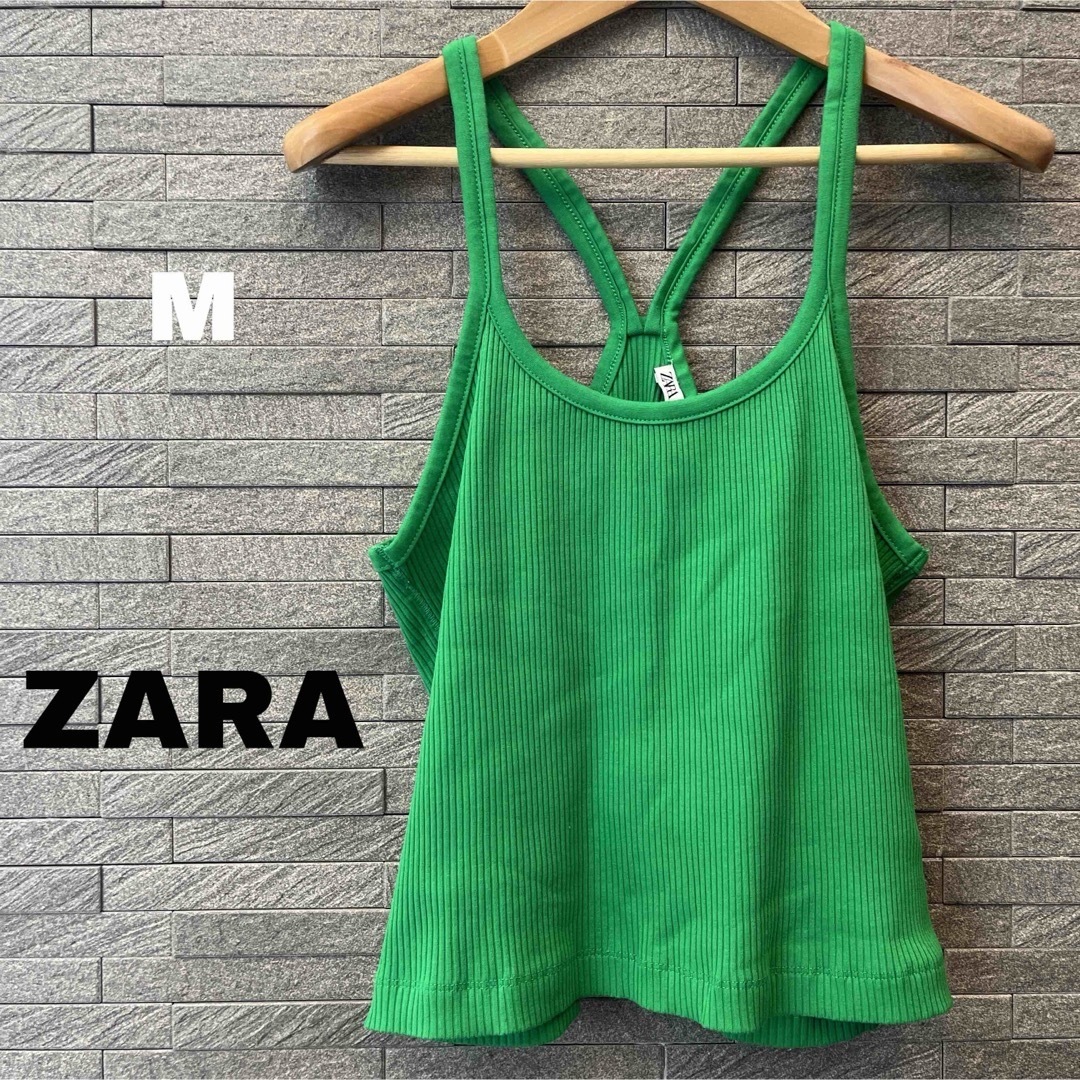 ZARA(ザラ)のザラ ZARA 新品未使用 トップス キャミソール M インナー グリーン 春 レディースのトップス(キャミソール)の商品写真