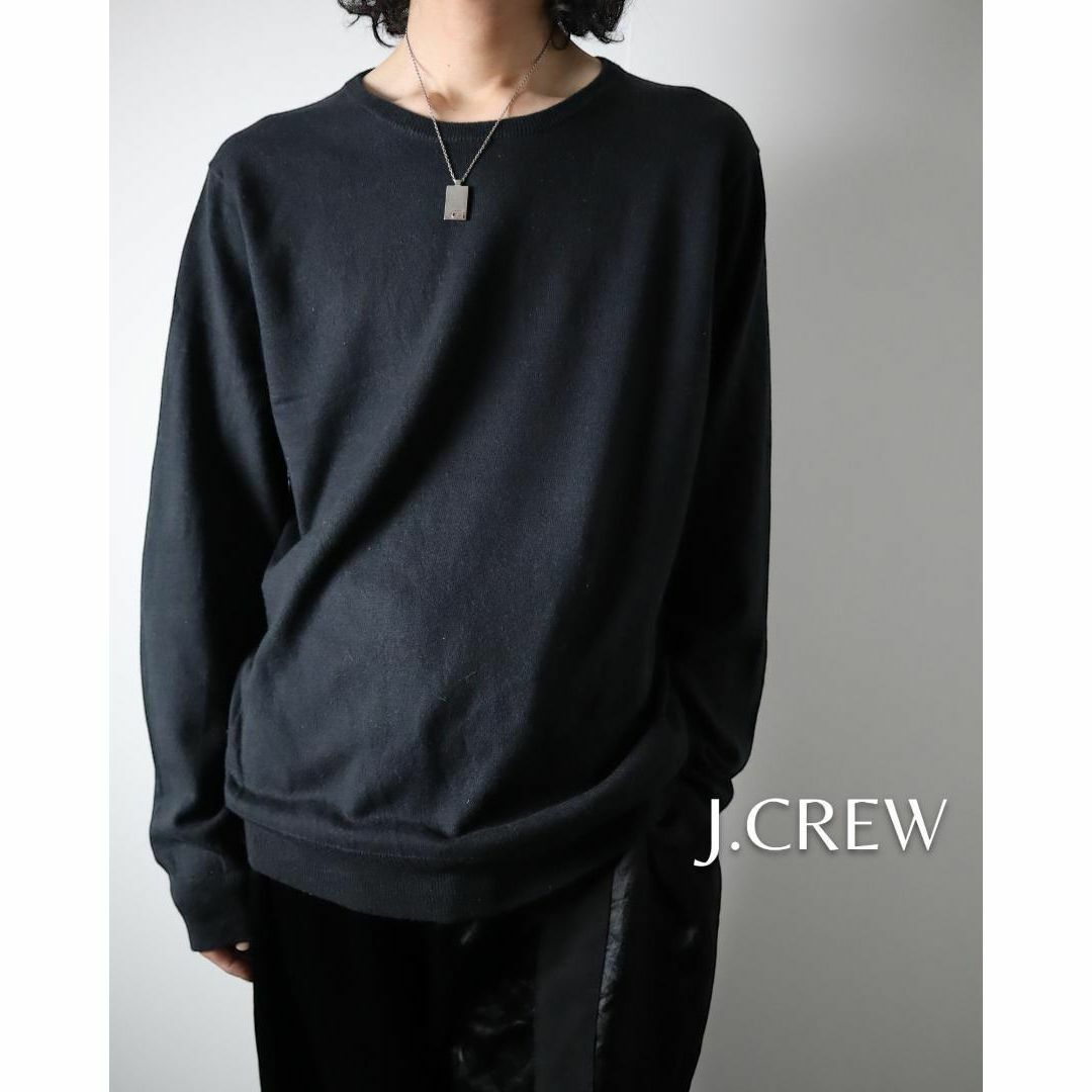 J.Crew(ジェイクルー)のJ.CREW メリノウール混 ハイゲージ クルーネック ニット セーター黒 L メンズのトップス(ニット/セーター)の商品写真