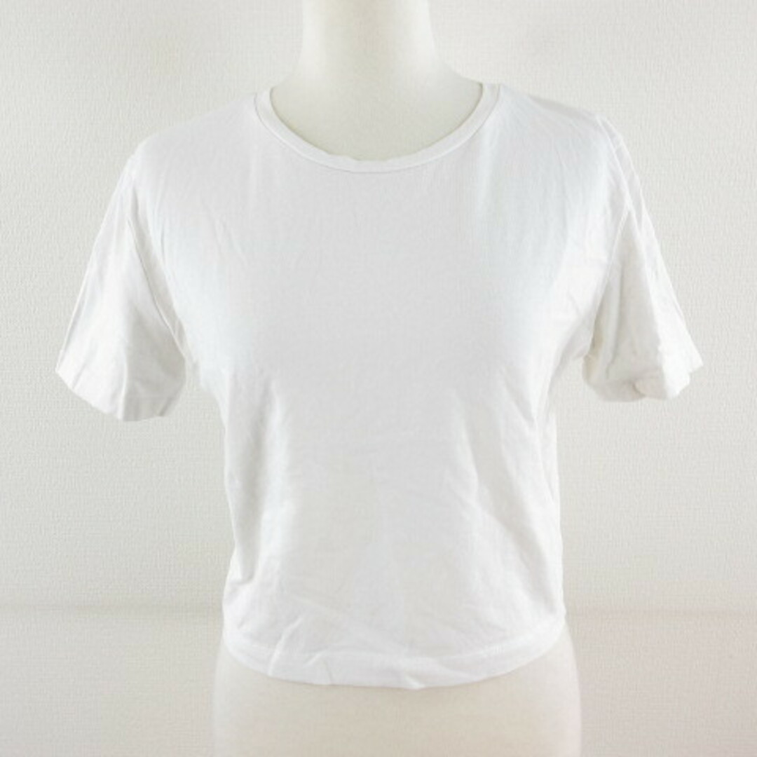 ZARA(ザラ)のザラ ZARA カットソー Tシャツ ショート丈 クロップド丈 半袖 白 M レディースのトップス(Tシャツ(半袖/袖なし))の商品写真