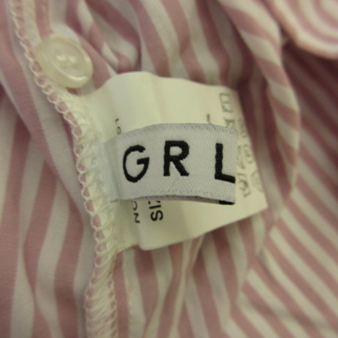GRL(グレイル)のグレイル GRL ストライプラウンドヘムロングシャツ 長袖 ピンク F レディースのトップス(シャツ/ブラウス(長袖/七分))の商品写真