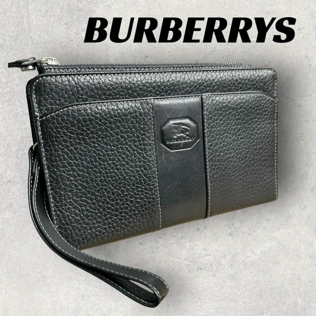 BURBERRY(バーバリー)の【美品】Burberrys　ミニクラッチバッグ ブラック系　チェック柄 メンズのバッグ(セカンドバッグ/クラッチバッグ)の商品写真