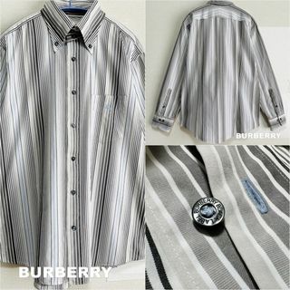 バーバリーブラックレーベル(BURBERRY BLACK LABEL)の【BURBERRY BLACK LABEL】刺繍ロゴ ストライプ シャツ(シャツ)