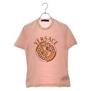 VERSACE ヴェルサーチ DUSTY PINK LOGO usty pink ラインストーン ロゴ プリントTシャツ レディース 1002799 1A02288 ピンク