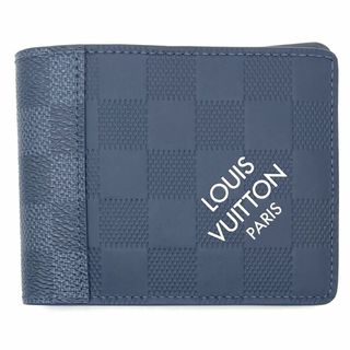 ルイヴィトン(LOUIS VUITTON)の【限定価格】LOUIS VUITTON ルイヴィトン 二つ折り財布 ダミエ・アンフィニ ポルトフォイユスレンダー コンパクトウォレット N60544    ネイビー 紺 メンズ 美品【中古品】(折り財布)