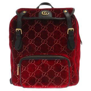 グッチ(Gucci)のGUCCI グッチ GGベルベット スモールバックパック 574942 リュックサック ベロア 総柄 レッド(バッグパック/リュック)