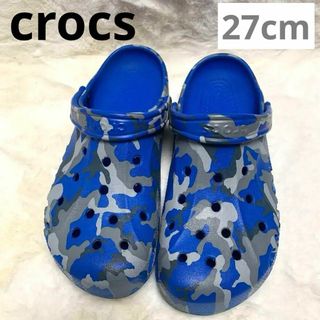 クロックス(crocs)のクロックス プリンテッド 27cm サンダル メンズ ブルー系(サンダル)