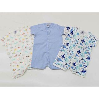 【新入荷!】新品 未使用品▼プチバトー/PETIT BATEAU▼67cm(6M) ショートオール/ロンパース3点set 白×青＆青系×白＆白×マルチ 【中古】【ネット限定】 子供 キッズ ベビー服 baby 男の子 春夏秋冬 childcare 913042