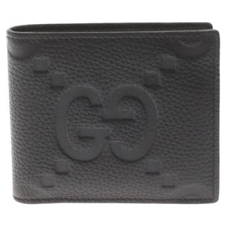 グッチ(Gucci)のGUCCI グッチ ジャンボGG レザー コンパクト コインウォレット 二つ折り財布 ブラック 739479(折り財布)