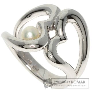 ミキモト(MIKIMOTO)のMIKIMOTO パール 真珠 Wハート  リング・指輪 K18WG レディース(リング(指輪))