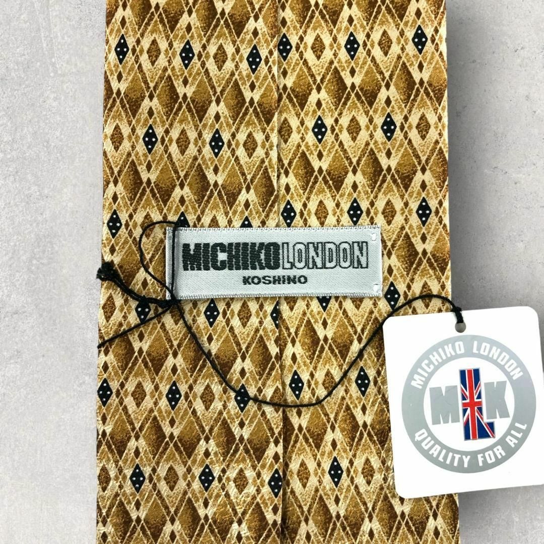 MICHIKO LONDON(ミチコロンドン)の【5950】未使用保管品！ミチコロンドン　ネクタイ　ひし形柄　ゴールド系 メンズのファッション小物(ネクタイ)の商品写真