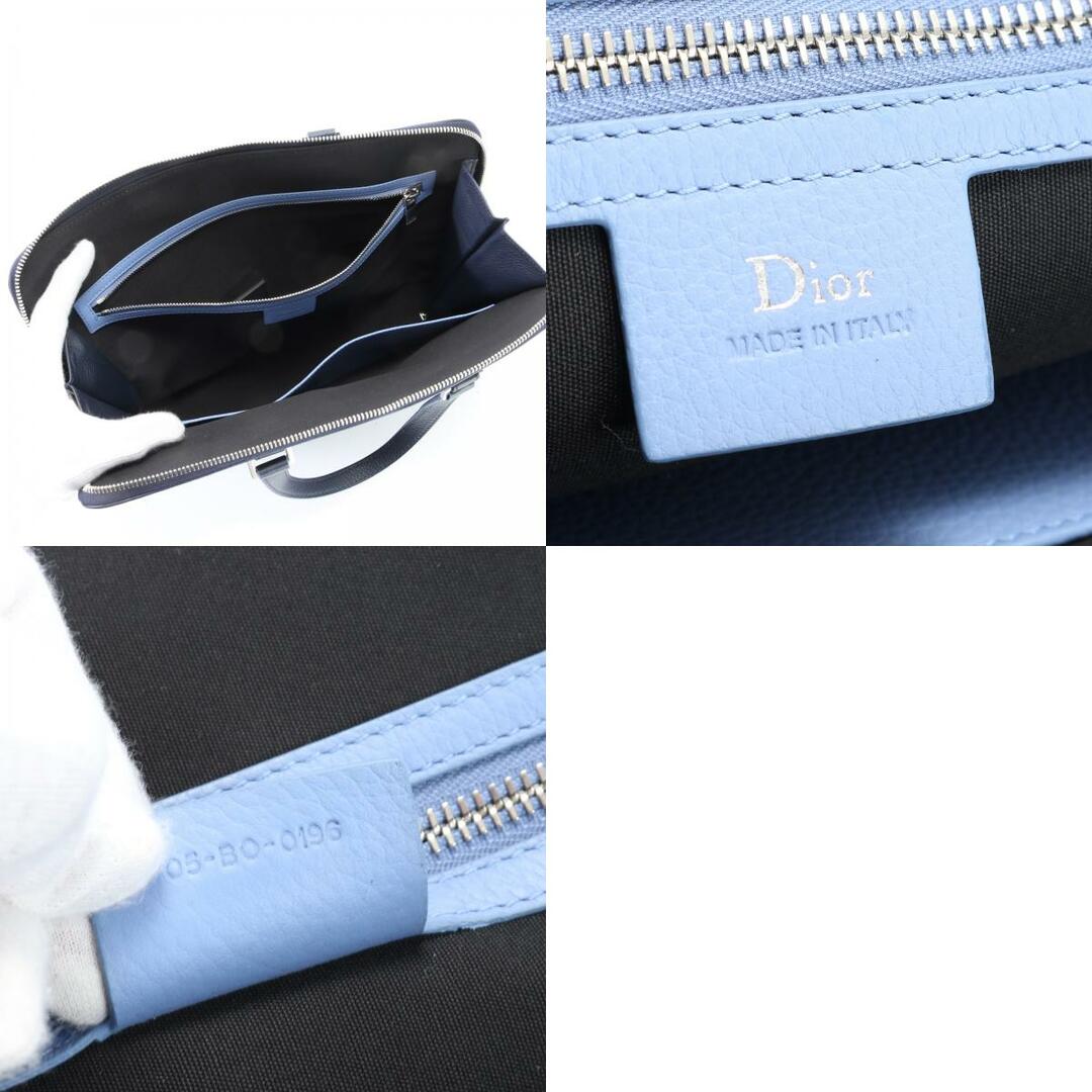DIOR HOMME(ディオールオム)の新品同様 ディオール オム ビジネス バッグ 書類鞄 ブリーフケース トート 通勤 レザー 本革 ネイビー 紺 A4 メンズ YYM T21-10 メンズのバッグ(ビジネスバッグ)の商品写真