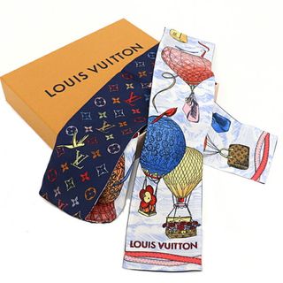 ルイヴィトン(LOUIS VUITTON)のルイ ヴィトン LOUIS VUITTON バンドー・アップ アンド アウェイ スカーフ 100％シルク M77681 ブルー系 マルチカラー 未使用品(バンダナ/スカーフ)