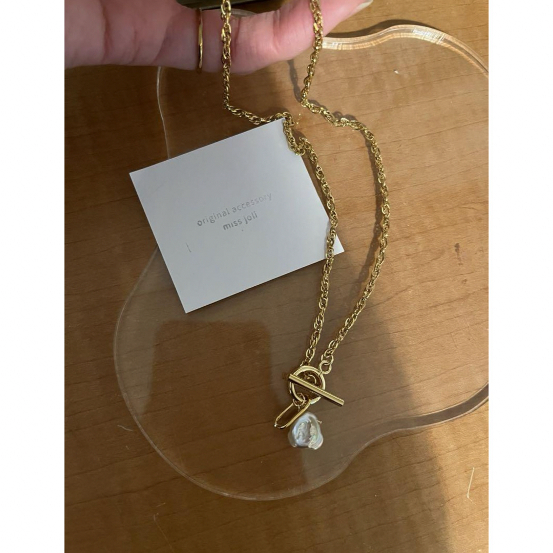 一粒keshi pearl      gold.necklace ハンドメイドのアクセサリー(ネックレス)の商品写真