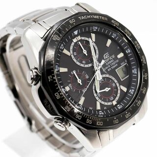 カシオ(CASIO)の《人気》CASIO EDIFICE 腕時計 ブラック クロノグラフ 電波ソーラー(腕時計(アナログ))