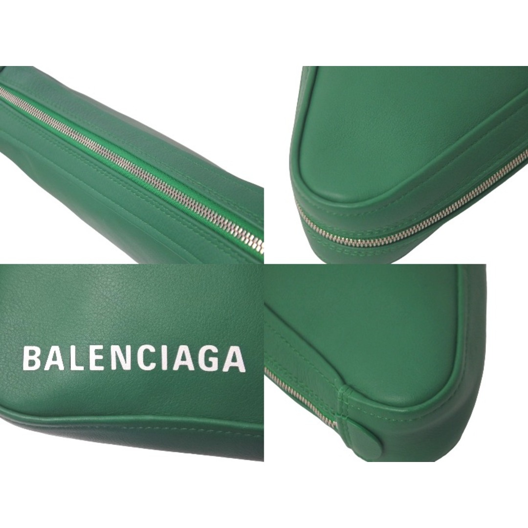 Balenciaga(バレンシアガ)のBALENCIAGA バレンシアガ トライアングル レザー クラッチバッグ グリーン 476976 ロゴ 鞄 手持ち ポーチ 美品 中古 61626 レディースのバッグ(クラッチバッグ)の商品写真