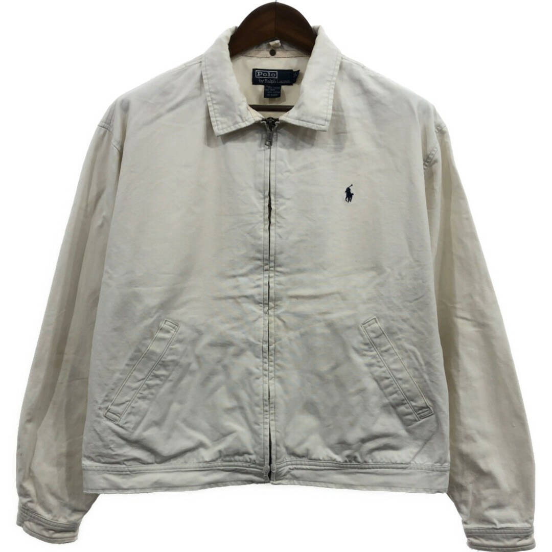 POLO RALPH LAUREN(ポロラルフローレン)のPolo by Ralph Lauren ポロ ラルフローレン スイングトップ ジャケット ワンポイントロゴ ホワイト (メンズ L) 中古 古着 Q1823 メンズのジャケット/アウター(その他)の商品写真