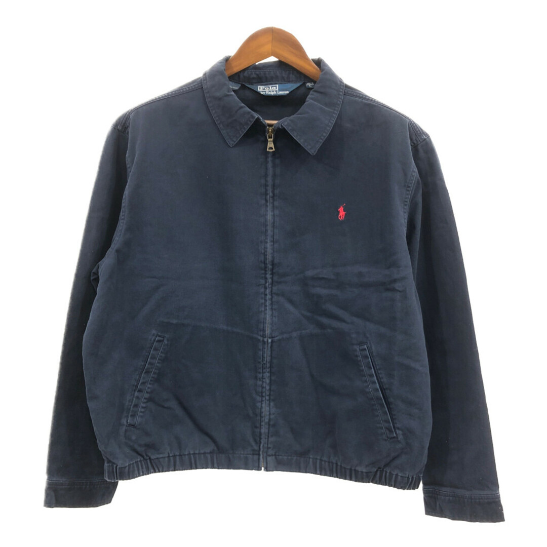 POLO RALPH LAUREN(ポロラルフローレン)の90年代 Polo by Ralph Lauren ポロ ラルフローレン スイングトップ ワンポイントロゴ ネイビー (メンズ L) 中古 古着 Q1825 メンズのジャケット/アウター(その他)の商品写真